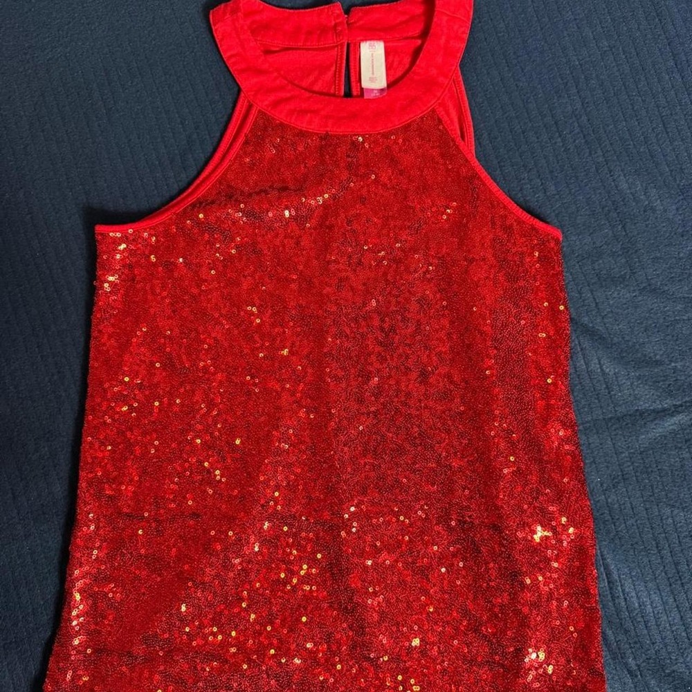 Red sequins tank medium
